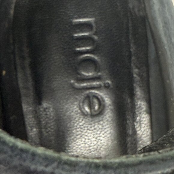 Maje Blue Suede Heels Detachable Brown Faux Fur Cuffs Pointed Toe 37 US 6.5 - Picture 5 of 12